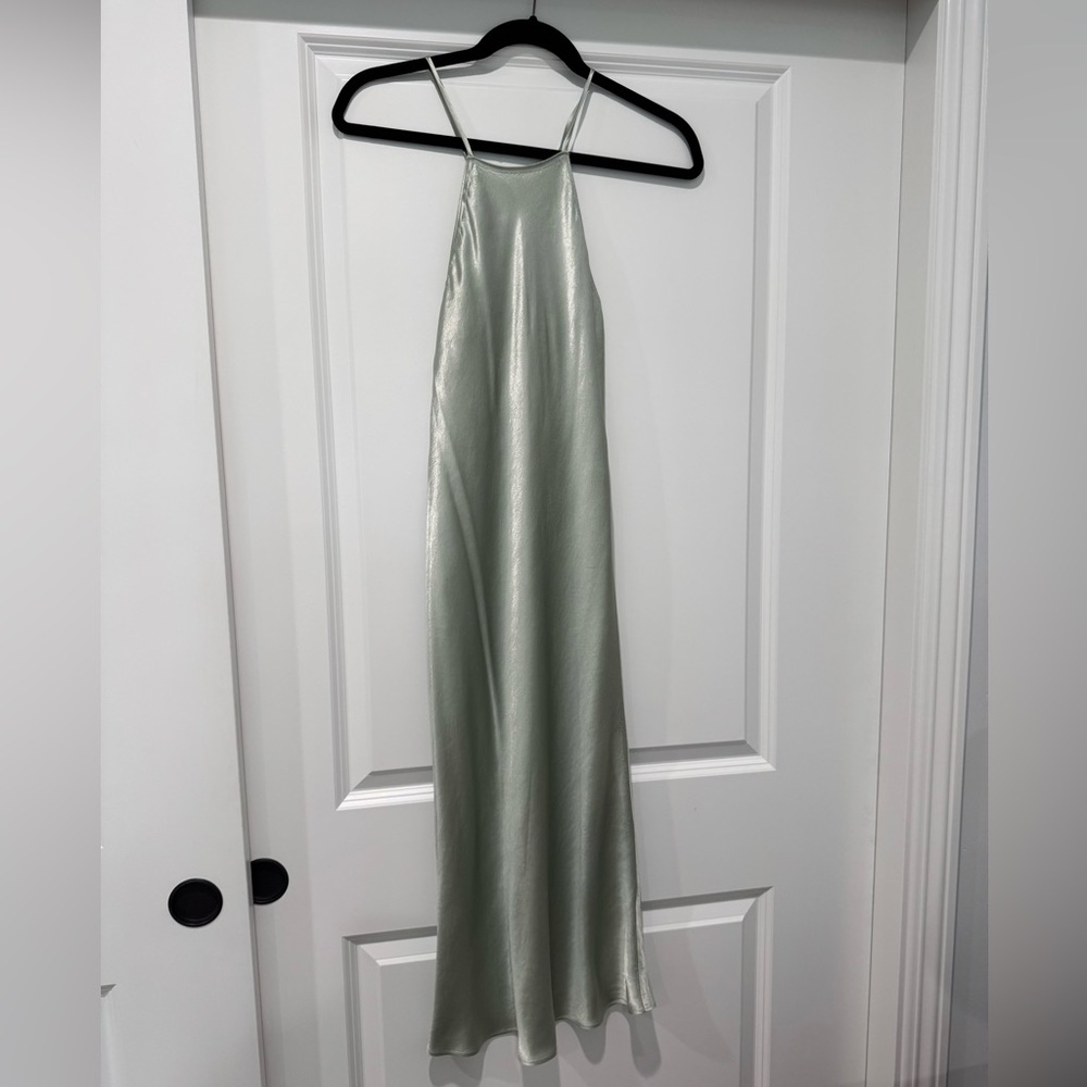 XS Babaton Light Green Satin Silk Dress
